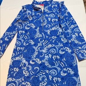 Lilly Pulitzer Blue and White Kids Swim Rashguard